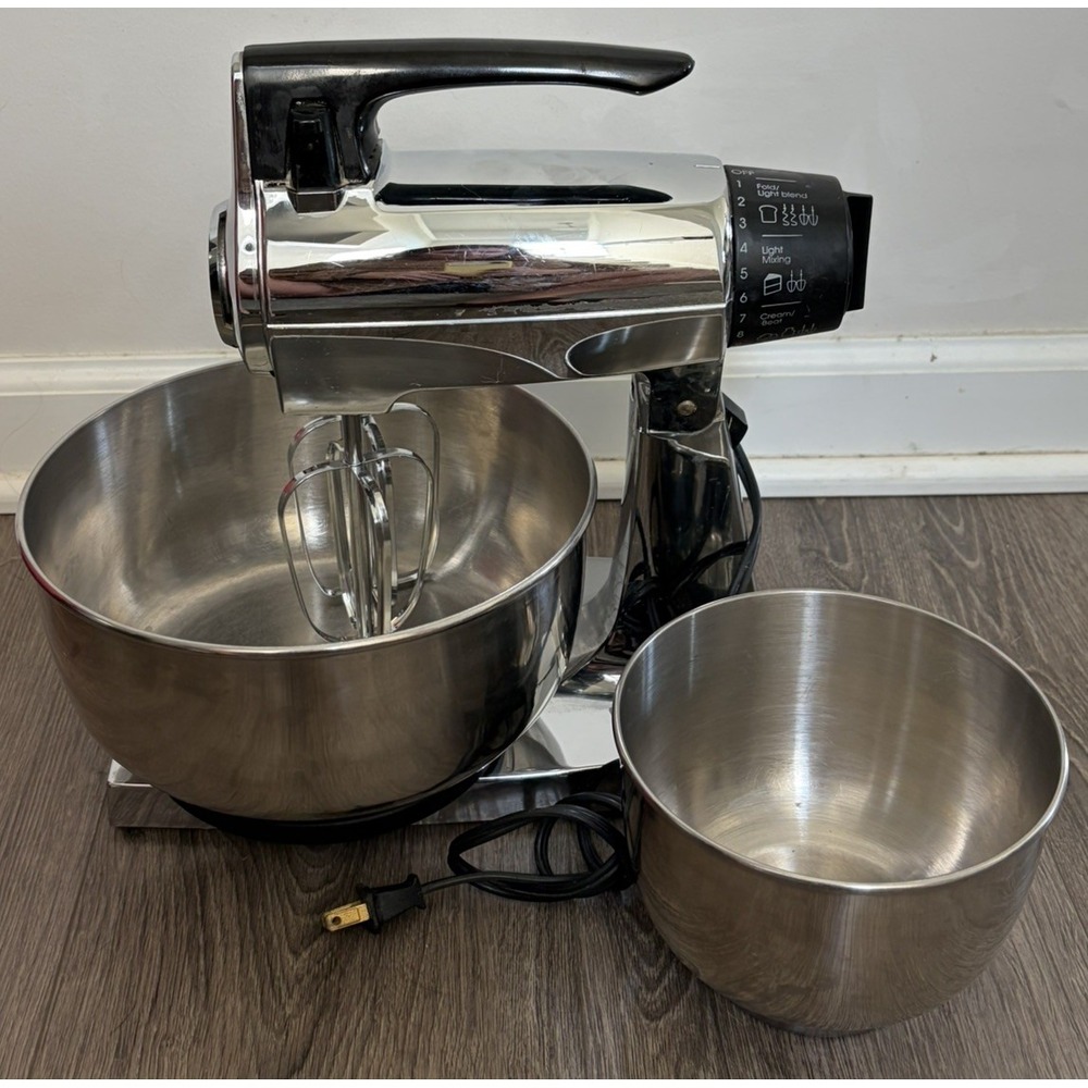 Vintage Sunbeam Mixmaster 12-Speed Stand Mixer Chrome Stainless Steel Silver